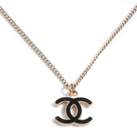 chanel necklace black|Chanel enamel cc necklace black.